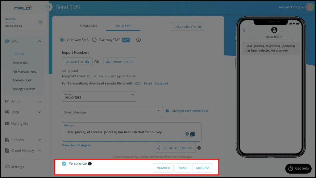 Personalized Bulk SMS